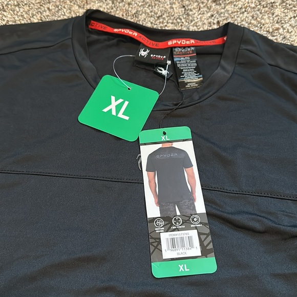 Spyder Mens Active Black Moisture Wicking Tee Size XL - Picture 2 of 5